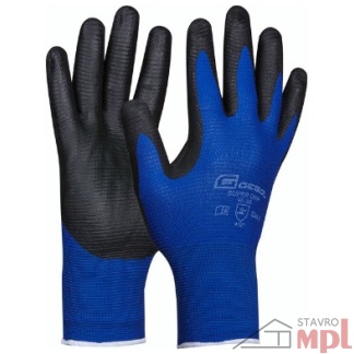 Pracovné rukavice pre montáž.práce Super Grip, bezšvové (Prevedenie čierno-modrá, Veľkosť 10)