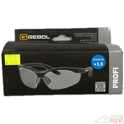 ochranné okuliare dioptrické, Ochranné okuliare pracovné, Gebol Reader dioptria +1,5