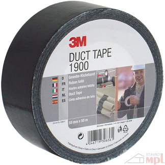 3M univerzálna lepiaca páska Duct tape 1900 50mm x 50m čierna