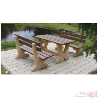 Masívny Záhradný Stôl Beton Brož - Imitácia Dreva - 1500x800x750mm